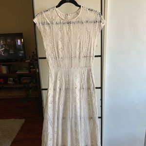 Lace midi dress, sheer